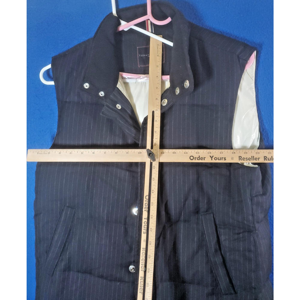 Tommy Hilfiger Men XL Pinstripe Puffer Vest Wool Blend Full Zip Snap Insulated - Picture 8 of 16